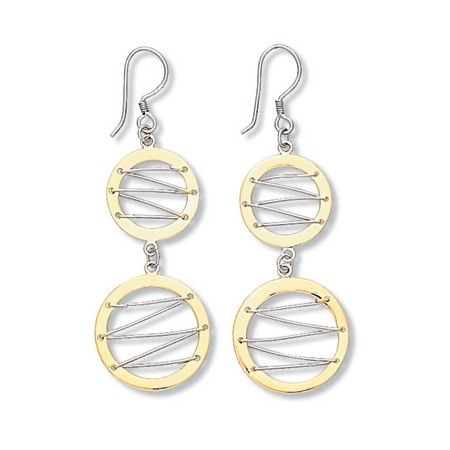 Two Tone Zig-zag Laced Circle Dangles - Click Image to Close